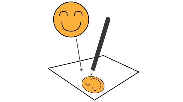 dise&ntilde;o de una cara feliz dibujado en una hoja