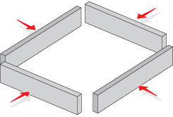 4 trozos de madera forman un caj&oacute;n.